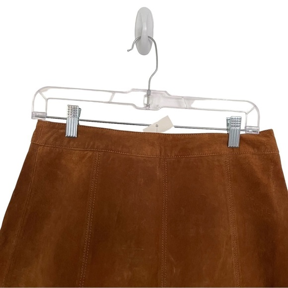 Tobi Tan Brown 100% Suede Leather A Line Mini Skirt NWT Large - Picture 6 of 12